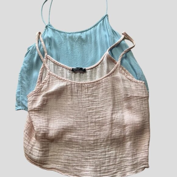 Cotton On Spaghetti Strap Crop Summer Tops Set of 2 - Picture 1 of 15